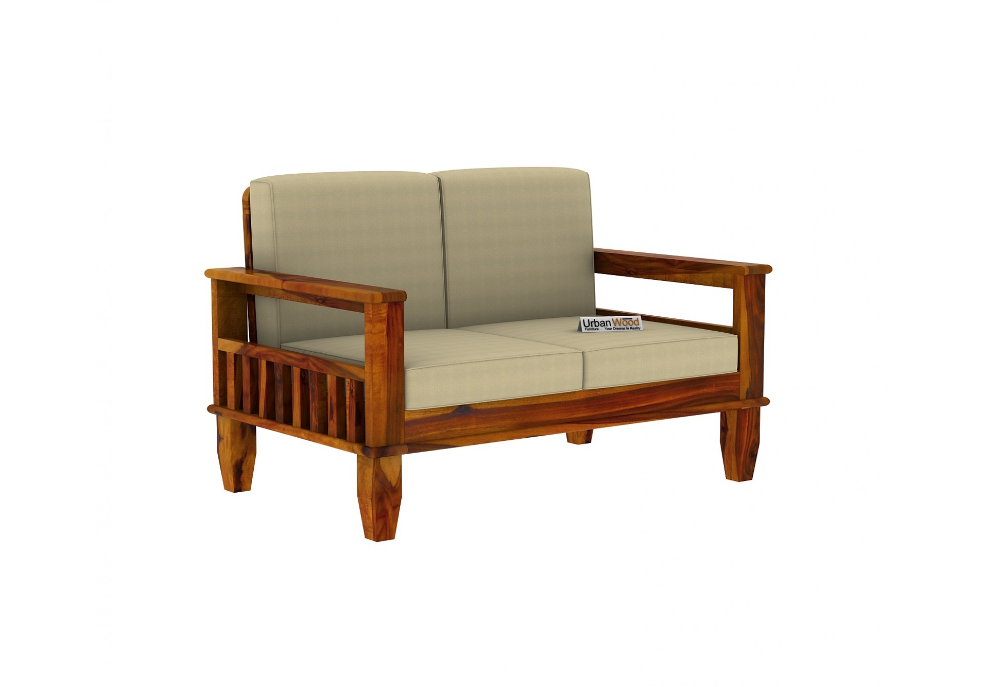 Buy Freshlyn 2 Seater Wooden Sofa ( Honey Finish ) Online in India